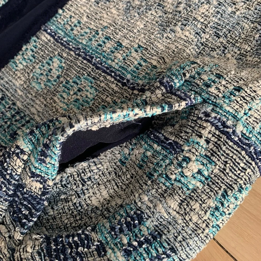ZARA - Blue Textured Knit Cardigan | Patterned Open Jacket - Picture 7 of 7